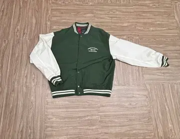 백 넘버 바시티 자켓 M 사이즈 그린/화이트