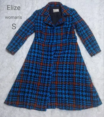 엘리즈 하운드투스 체크 울 100% 롱 코트 (13-30)