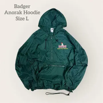 [ Badger ] 아노락 후드티 드로 코드 기업 로고 그린 L