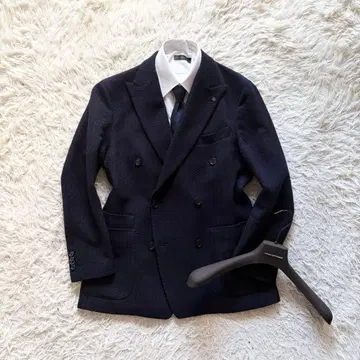 [ 새상품급 ] TAGLIATORE 네이비 울 더블 니트 자켓 50
