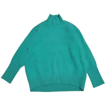 MACPHEE 터콰이즈 그린 하이넥 니트 캐시미어 혼방 S