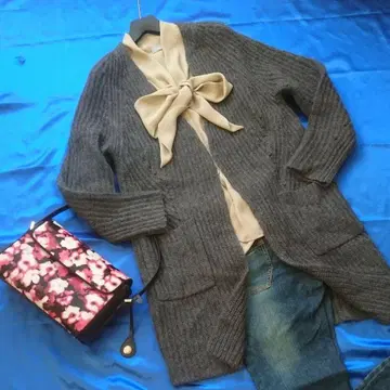 성숙한 코디 이에나 IENA 니트 코트 내추럴 롱 가디건 그레이 계열