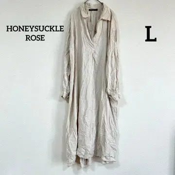 HONEYSUCKLEROSE 면 혼방 오픈 카라 셔츠 원피스 롱 기장
