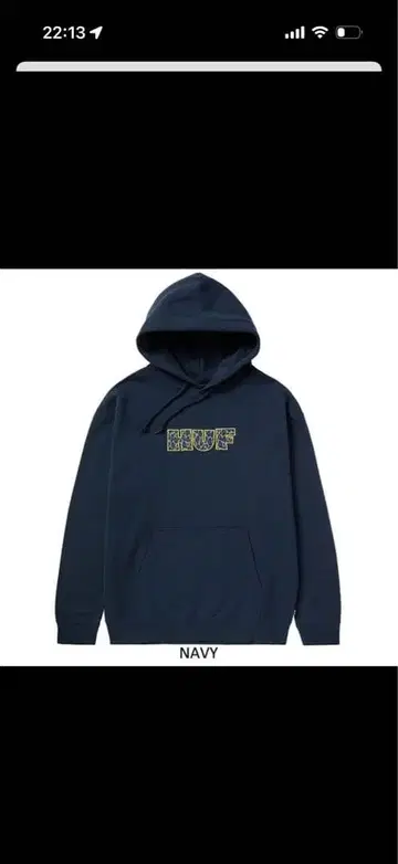 HUF 후드 부착 네이비 후드티 로고 프린트 HUF 레오파드 무늬 XL