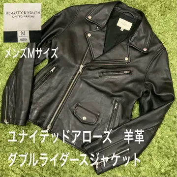 천연 가죽 양가죽 유나이티드 애로우즈 더블 라이더 자켓 남성용 M