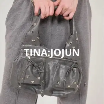 TINA:JOJUN 스터드 장식 그레이 핸드백