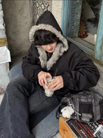 퍼 자켓 블랙 한국