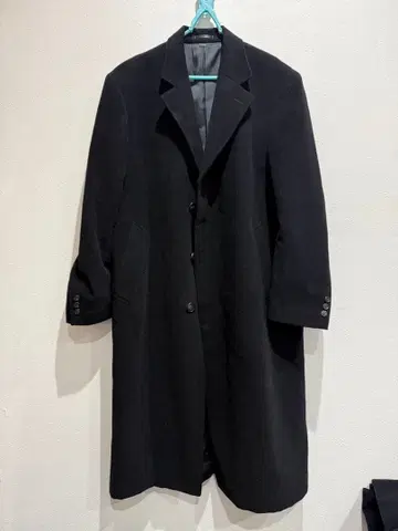 블랙 남성용 블랙 롱 코트