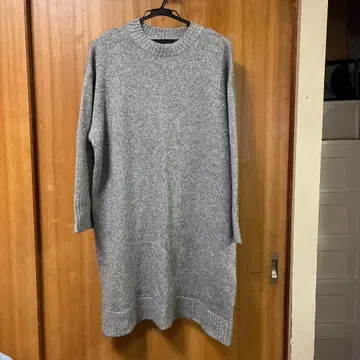 새상품급 반짝이는 라메 믹스 그레이 긴팔 니트 원피스 38 사이즈