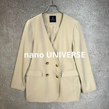 nano UNIVERSE 더블 브레스트 노카라 자켓 베이지 F