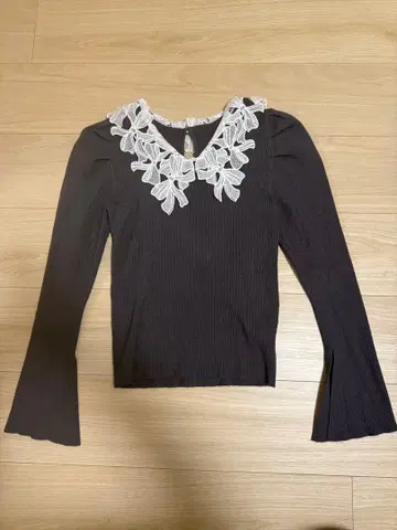 Rirandture 리본 레이스 니트 풀오버