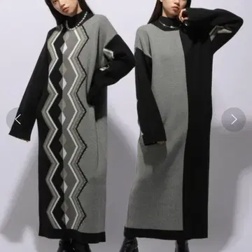 HARE 2WAY 기하학 무늬 니트 원피스 블랙 프리 사이즈