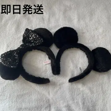 머리띠 디즈니 미키 미니 블랙 노멀 리본 스팽글