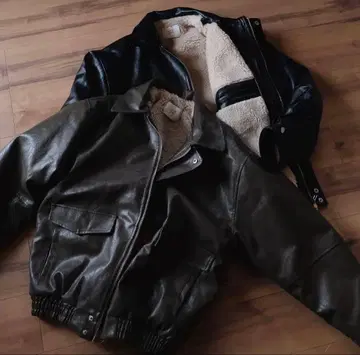 LEATHER BOA JACKET 프리 사이즈 다크 브라운