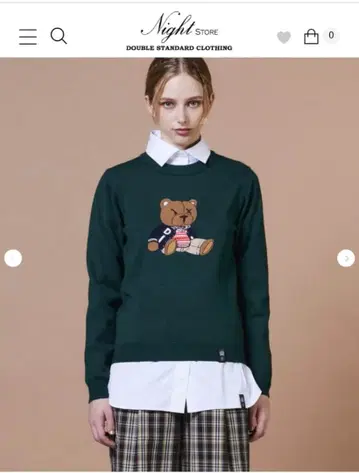 [미사용 새상품] 더블 스탠다드 클로징 곰 자수 스웨터 36