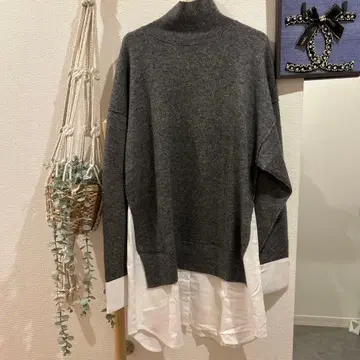 새상품 ZARA 콤비 포플린 니트 스웨터