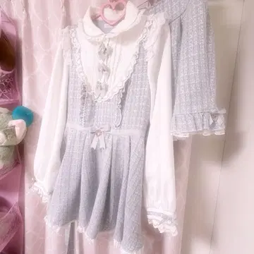 LIZLISA 3개 리본 트위드 셋업 블루