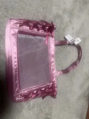 핑크 새틴 토트백 메쉬 WEGO