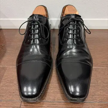 블랙 가죽 스트레이트 팁 비즈니스 슈즈