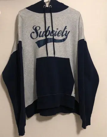 Subciety (서브사이티) 바이컬러 후드티 그레이 x 네이비 M