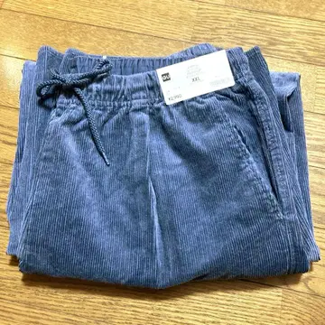 새상품 GU 코듀로이 배럴 레그 이지 팬츠 XXL 사이즈 블루 지유