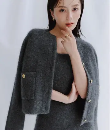 anuans 캐시미어 블렌드 노카라 니트 자켓