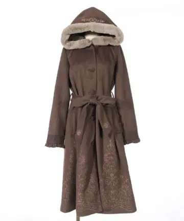 패널 자수 A라인 코트