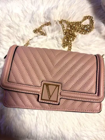 핑크 가죽 숄더백 퀼팅 디자인 빅토리아 시크릿