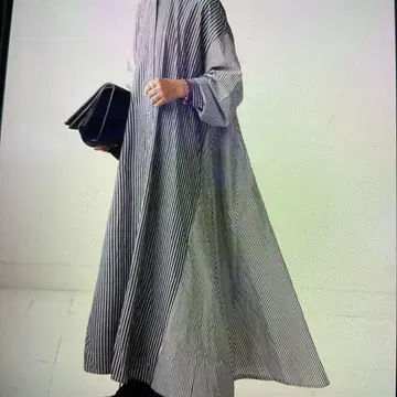 antiqua 스트라이프 패턴 긴팔 셔츠 원피스