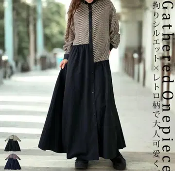 택 포함 새상품 안티카 antiqua 레트로 패턴 셔츠 원피스