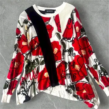 gomme 동백꽃 JQ 절개 긴팔 비대칭 이소재 풀오버 밴딩