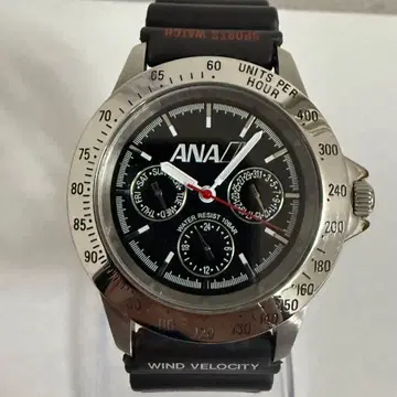 레어 새상품급 작동품 ANA 트리플 달력 손목시계 블랙