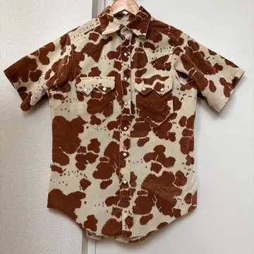 70s 소 패턴 벨로아 기모 셔츠 인조 모피 애니멀 무늬 kodiak