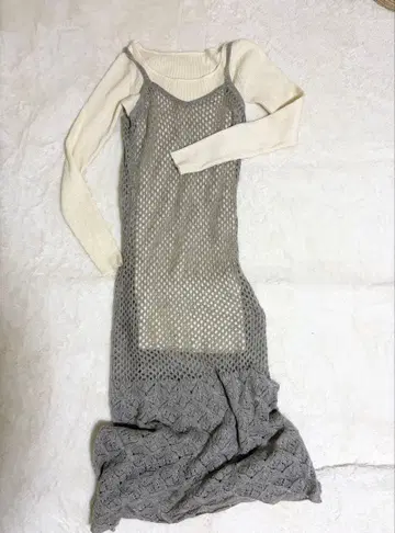 리젝시 롱 원피스 세트 니트 크로 셰 뜨개질