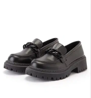 체인 벨트 통굽 라운드 로퍼