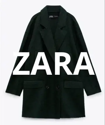 자라 대비 버튼 울 블렌드 코트 롱 자켓 자라 그린