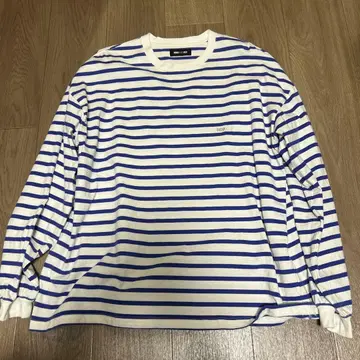 WIND AND SEA 화이트 파랑 스트라이프 긴팔 셔츠