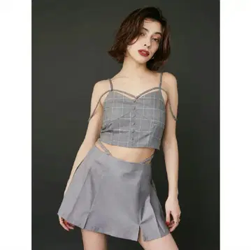 에브리스 오픈 허리 플리츠 미니 스커트 인빵 포함