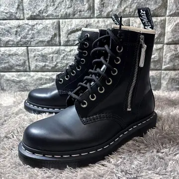 새상품 닥터마틴 지퍼 벡스 화이트 스티치 부츠 블랙 레어