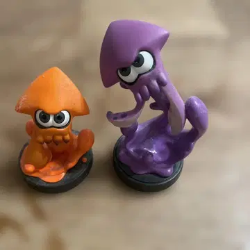 오징어 피규어 2개 세트 오렌지 보라색