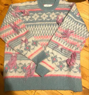 니트 패턴 amok m 사이즈 패턴 니트 스웨터 블루 니트