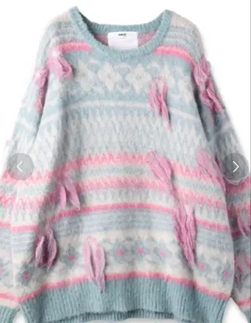 니트 패턴 amok m 사이즈 패턴 니트 스웨터 블루 니트