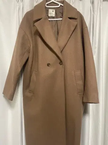 브라운 더블 브레스트 롱 코트