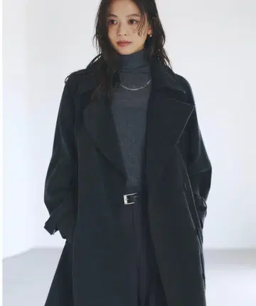 [ 미사용 새상품 ] anuans 2025 울 트렌치코트 BLACK