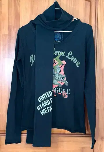 BONA DEA 보나데아 블랙 긴팔 티셔츠 머플러 포함 y2k 그런지