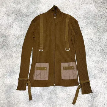 UNSPECK 니트 가디건 M 리브 카키색