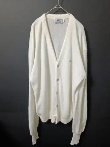 80s 아이조트 라코스테 V넥 가디건 화이트 XL 사이즈