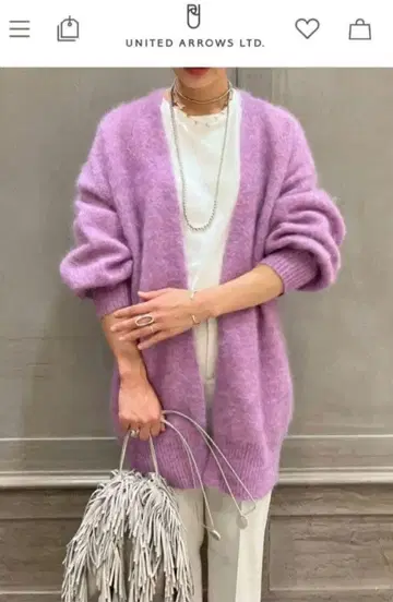 유나이티드 애로우즈 볼륨 슬리브 모헤어 가디건