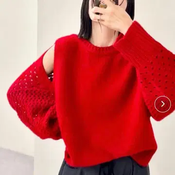 mystic 숄더 슬릿 니트 레드