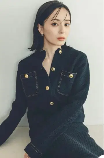 새상품급! anuans 노카라 니트 자켓 네이비 M